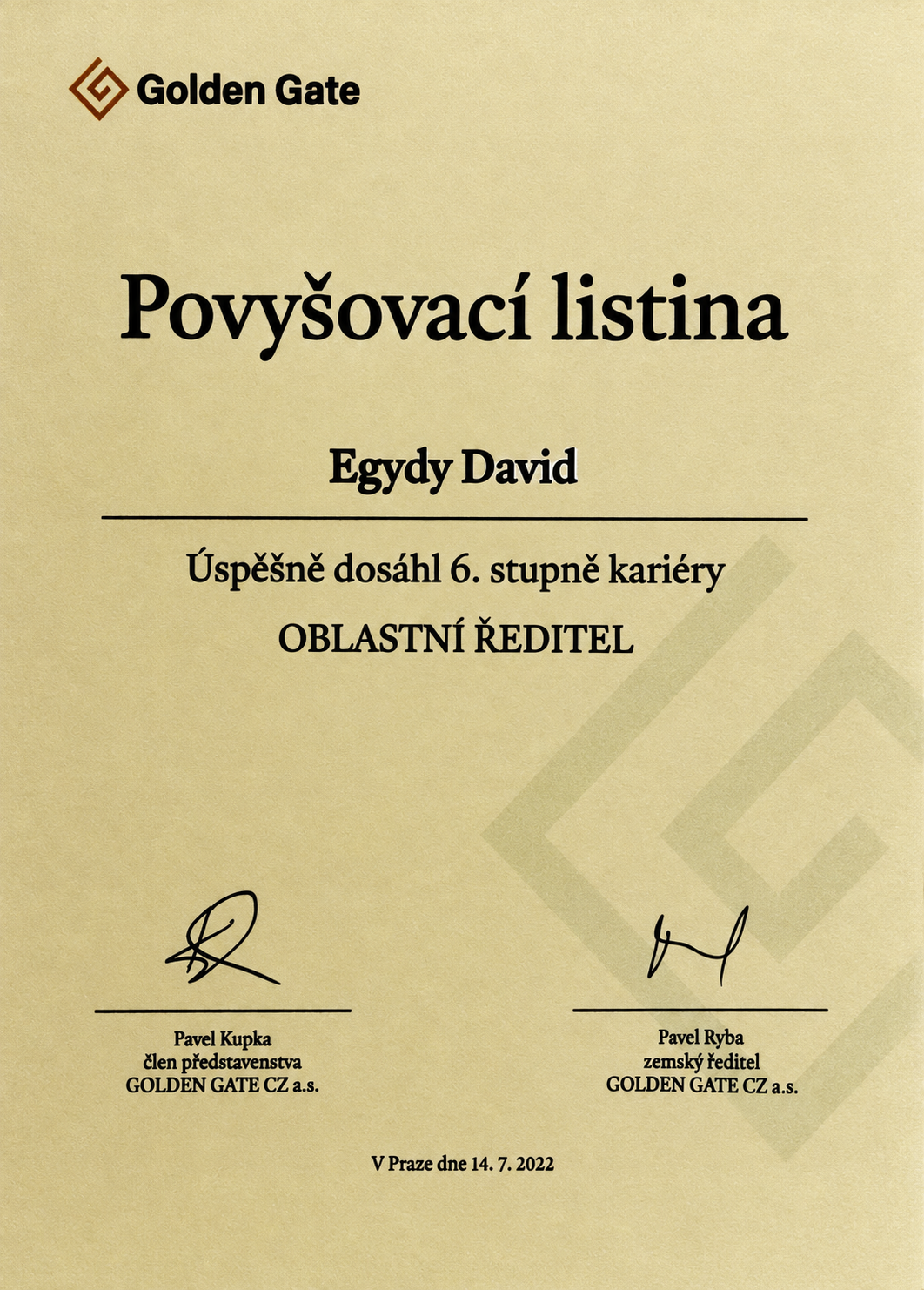 Grafická rekonstrukce povyšovací listiny Golden Gate